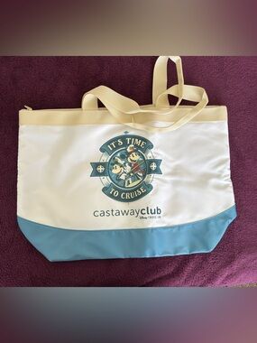Cream and Light Blue Women's Tote Bag
